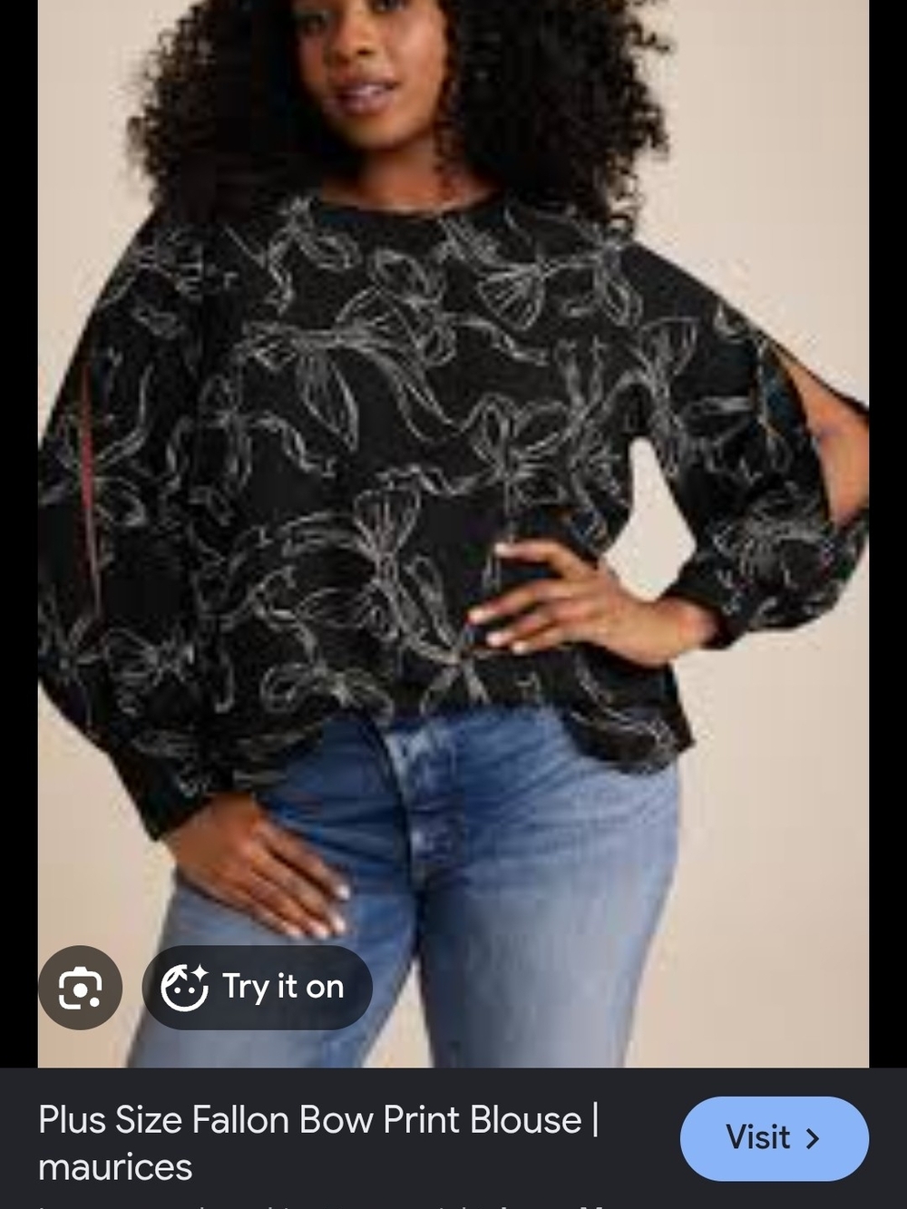 Maurices Plus Size Black Bow Print Blouse